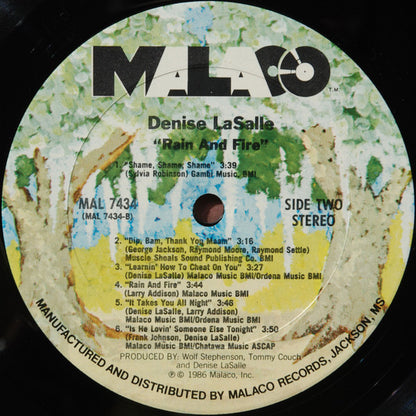Denise LaSalle : Rain & Fire (LP, Album, Pit)