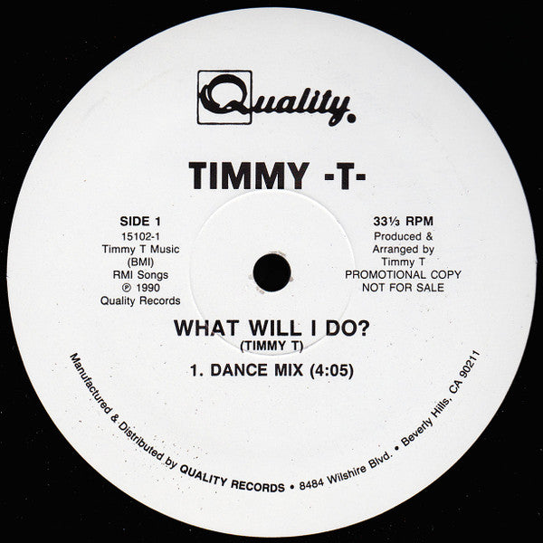 Timmy -T-* : What Will I Do? (12", Promo)