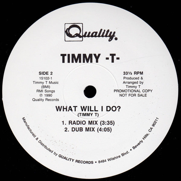 Timmy -T-* : What Will I Do? (12", Promo)