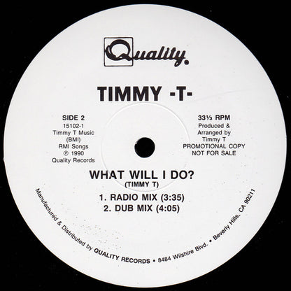Timmy -T-* : What Will I Do? (12", Promo)