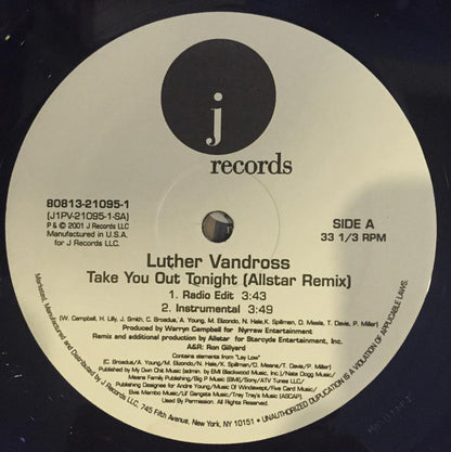 Luther Vandross : Take You Out Tonight (Allstar Remix) (12", Single)