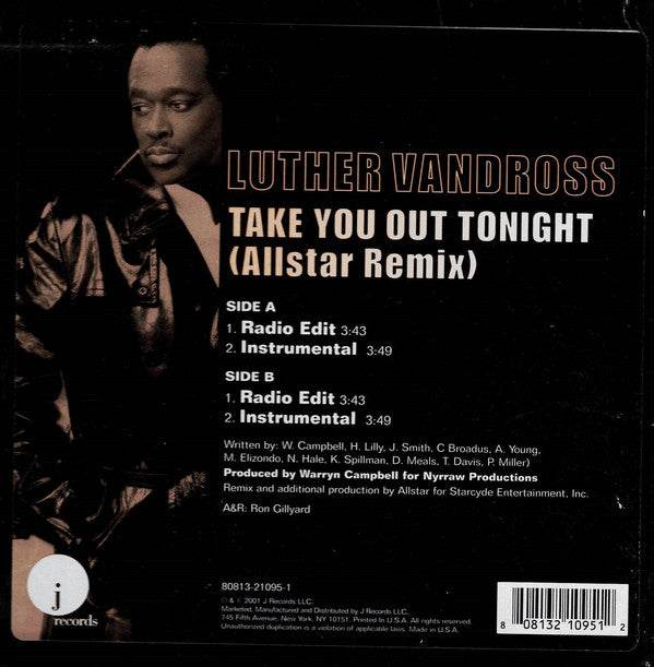 Luther Vandross : Take You Out Tonight (Allstar Remix) (12", Single)