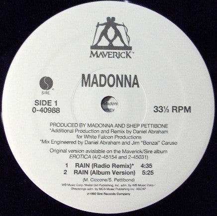 Madonna : Rain (12", Maxi)