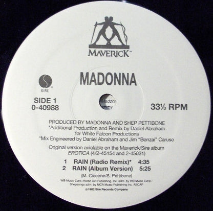 Madonna : Rain (12", Maxi)