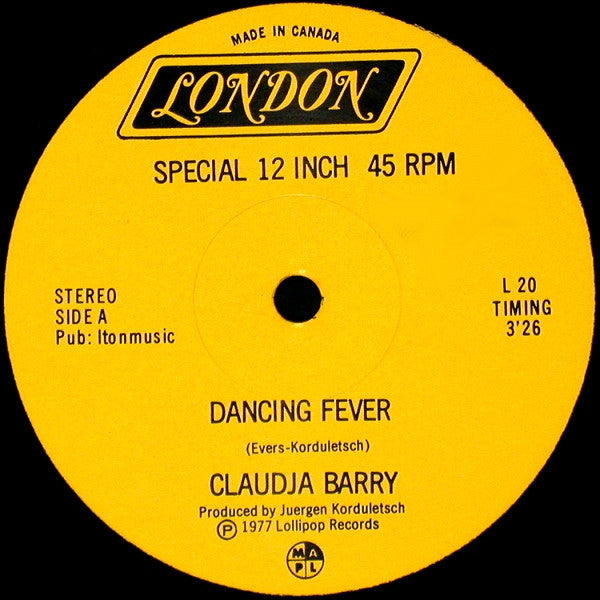 Claudja Barry : Dancing Fever / Johnny, Johnny Please Come Home (12")