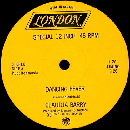 Claudja Barry : Dancing Fever / Johnny, Johnny Please Come Home (12")