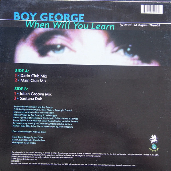 Boy George : When Will You Learn (12")