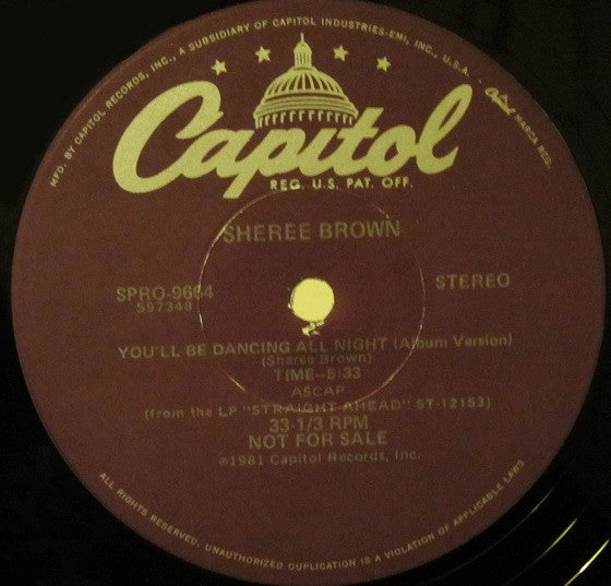 Sheree Brown : You'll Be Dancing All Night (12", Promo)