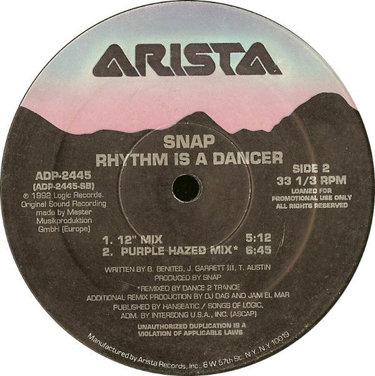 Snap! : Rhythm Is A Dancer (12", Promo)