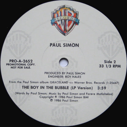 Paul Simon : The Boy In The Bubble (Extended Version) (12", Single, Promo)