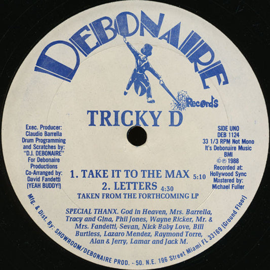 Tricky D (2) : Take It To The Max (12", Blu)