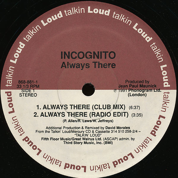 Incognito Featuring Jocelyn Brown : Always There (12", Single)