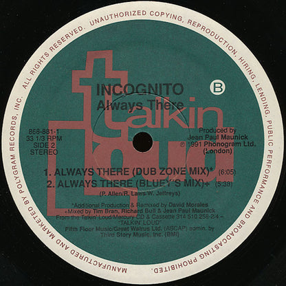 Incognito Featuring Jocelyn Brown : Always There (12", Single)