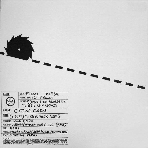 Cutting Crew : (I Just) Died In Your Arms (12", Single, Promo)