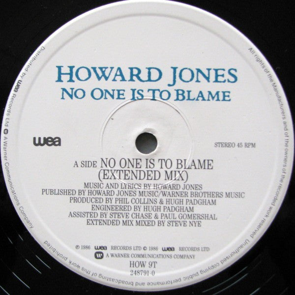 Howard Jones : No One Is To Blame (12", Single)