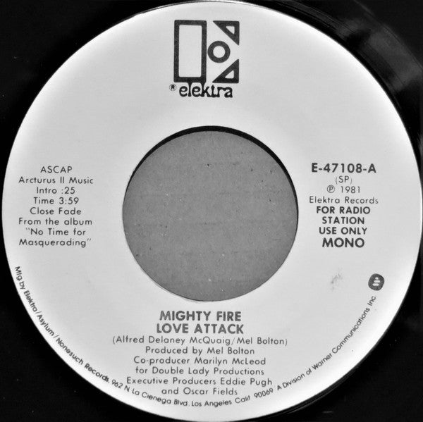 Mighty Fire : Love Attack (7", Mono, Promo, SP)