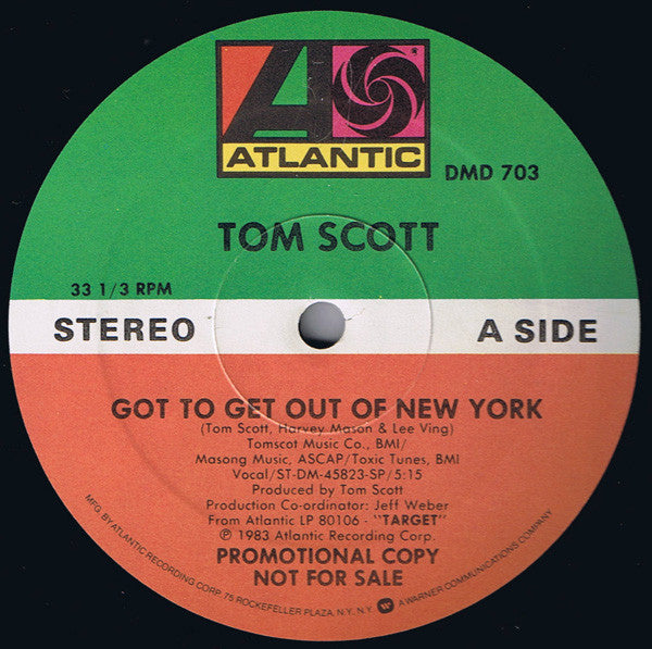 Tom Scott : Got To Get Out Of New York / Aerobia (12", Promo)