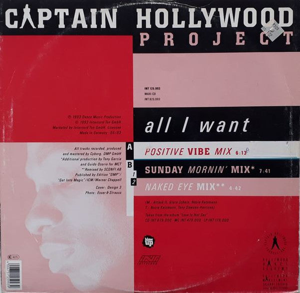 Captain Hollywood Project : All I Want (12")