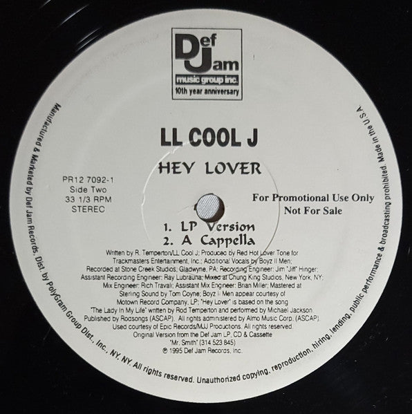 LL Cool J Featuring Boyz II Men : Hey Lover (12", Promo)