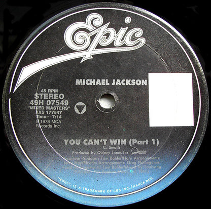 Michael Jackson : You Can't Win (Part 1) / Billie Jean (12")