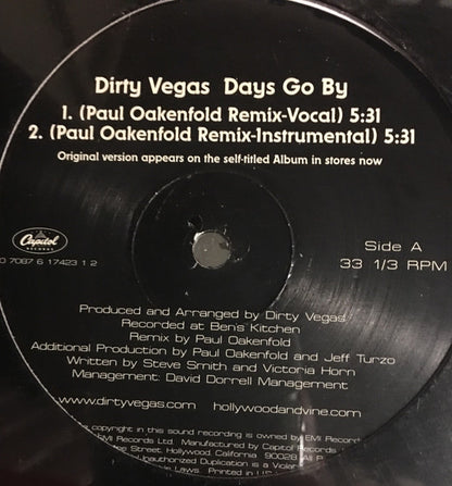 Dirty Vegas : Days Go By (12", Promo)