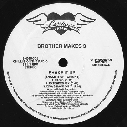 Brother Makes 3 : Shake It Up (Shake It Up Tonight) (12", Promo)