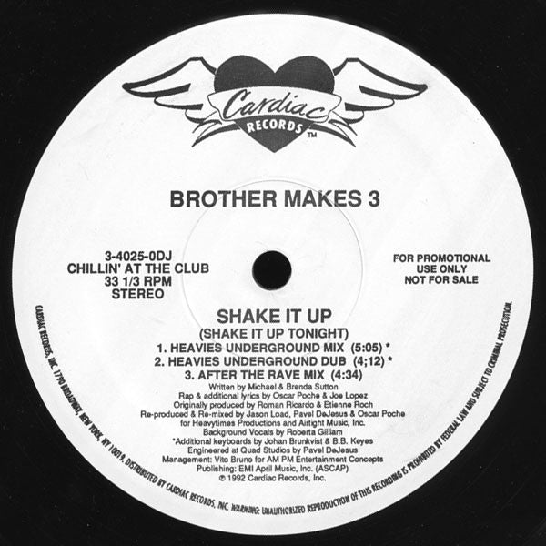 Brother Makes 3 : Shake It Up (Shake It Up Tonight) (12", Promo)