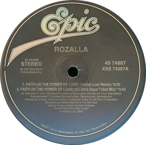 Rozalla : Faith (In The Power Of Love) (12")