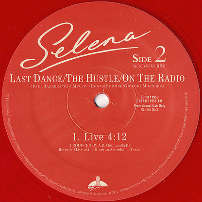 Selena : Last Dance/The Hustle/On The Radio (12", Promo, Red)