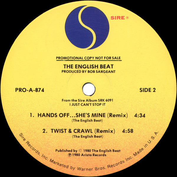 The English Beat* : Tears Of A Clown / Hands Off...She's Mine / Twist & Crawl (12", Promo)