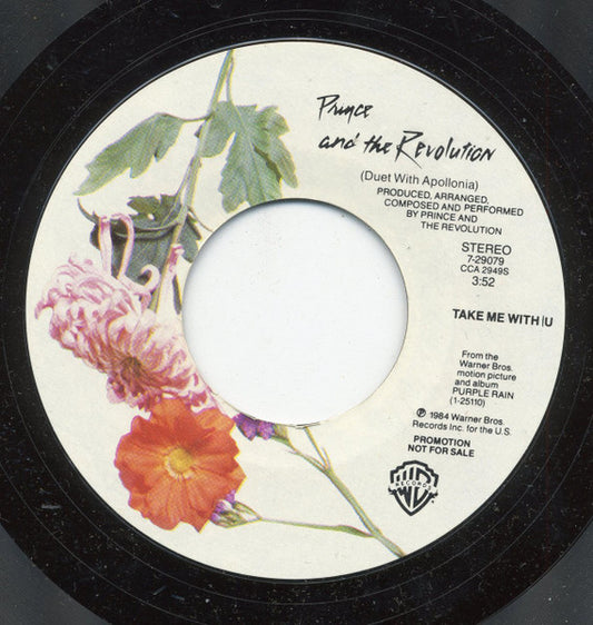 Prince And The Revolution : Take Me With U (7", Single, Promo, Styrene)