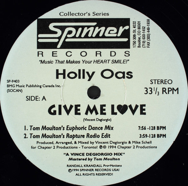 Holly Oas / Panorama (7) : Give Me Love / The Power Of Love (12")