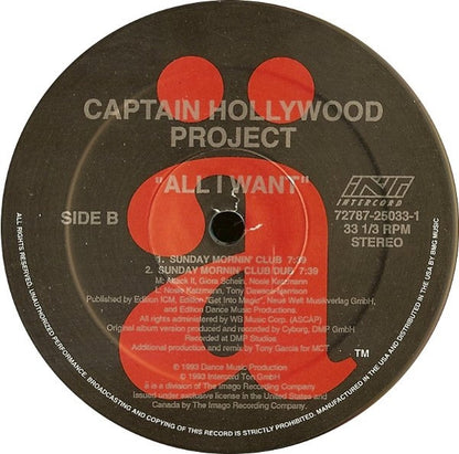 Captain Hollywood Project : All I Want (12", Maxi)