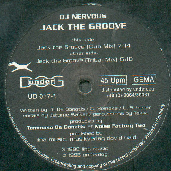 DJ Nervous : Jack The Groove (12")