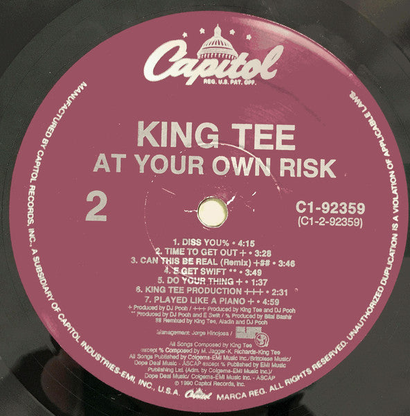 King Tee : At Your Own Risk (LP, Album)