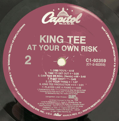 King Tee : At Your Own Risk (LP, Album)