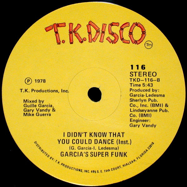 Garcia's Super Funk : I Didn't Know That You Could Dance (12")