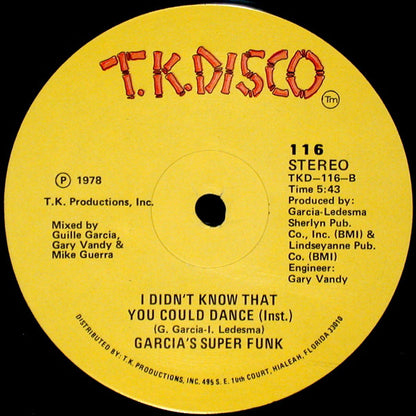 Garcia's Super Funk : I Didn't Know That You Could Dance (12")