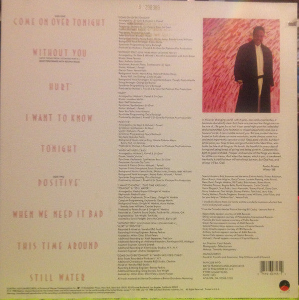 Peabo Bryson : Positive (LP, Album, Promo, Spe)