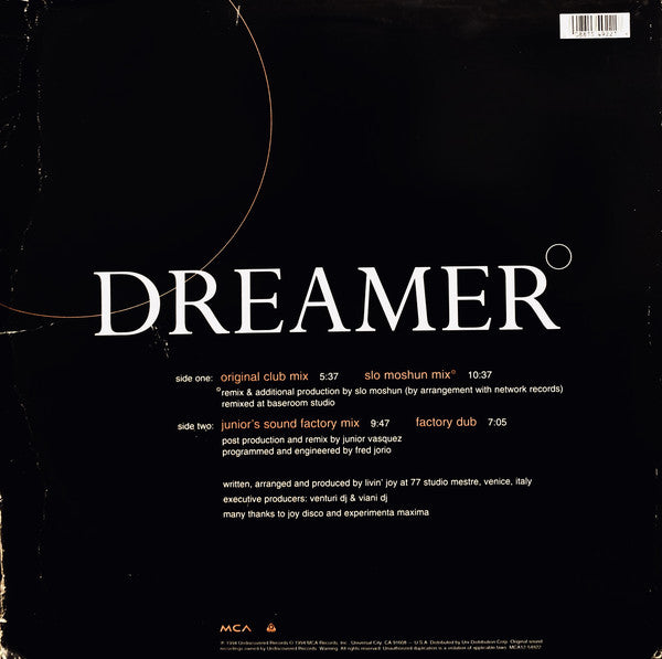 Livin' Joy : Dreamer (12", Single)