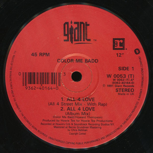 Color Me Badd : All 4 Love (12", Single)
