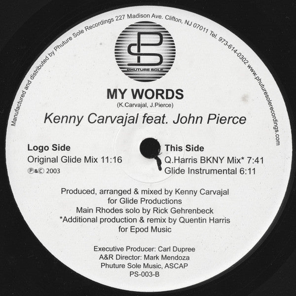 Kenny Carvajal Feat. John Pierce* : My Words (12")