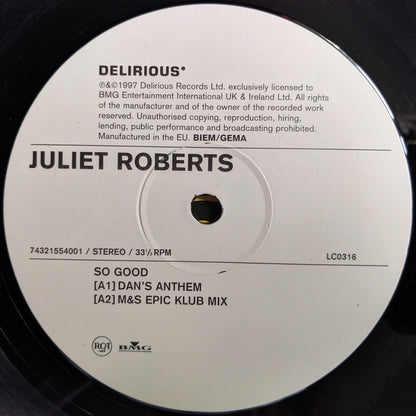 Juliet Roberts : So Good / Free Love 98 (12")