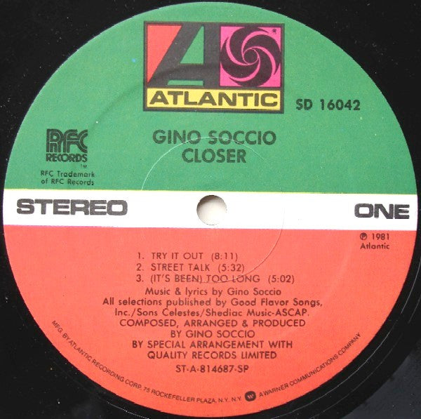 Gino Soccio : Closer (LP, Album, SP )