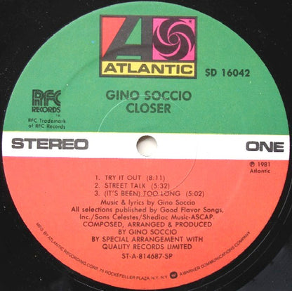 Gino Soccio : Closer (LP, Album, SP )