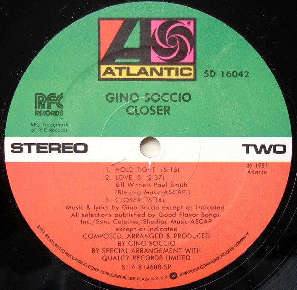 Gino Soccio : Closer (LP, Album, SP )