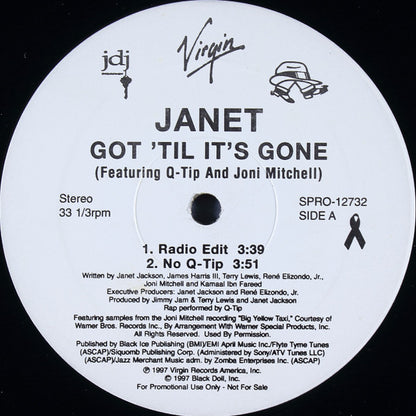 Janet* Featuring Q-Tip And Joni Mitchell : Got 'Til It's Gone (12", Promo)