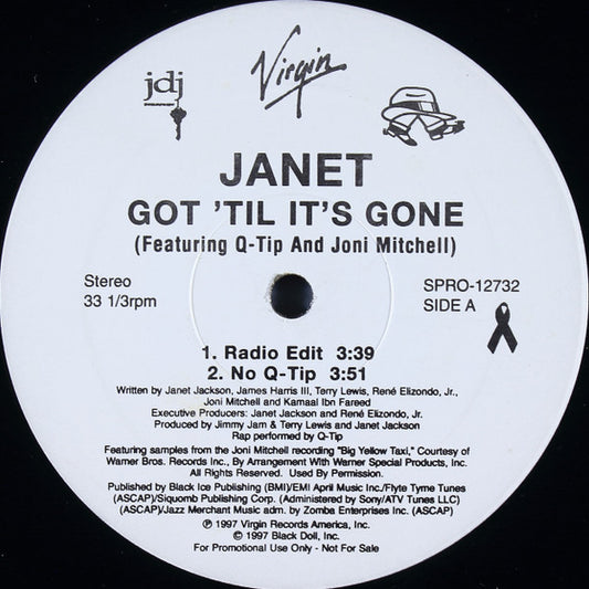 Janet* Featuring Q-Tip And Joni Mitchell : Got 'Til It's Gone (12", Promo)