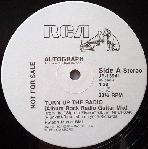 Autograph (2) : Turn Up The Radio (12", Single, Promo)