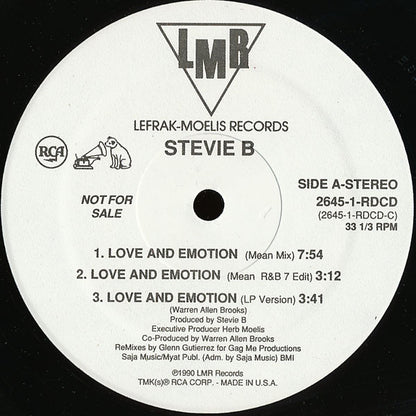 Stevie B : Love And Emotion (12", Promo)